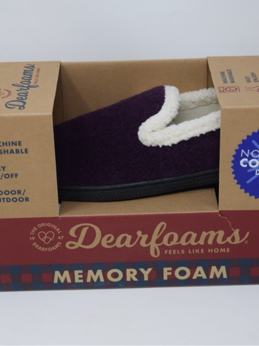 dearfoams Purple and Cream Fleece-Lined Slip-On Slipper